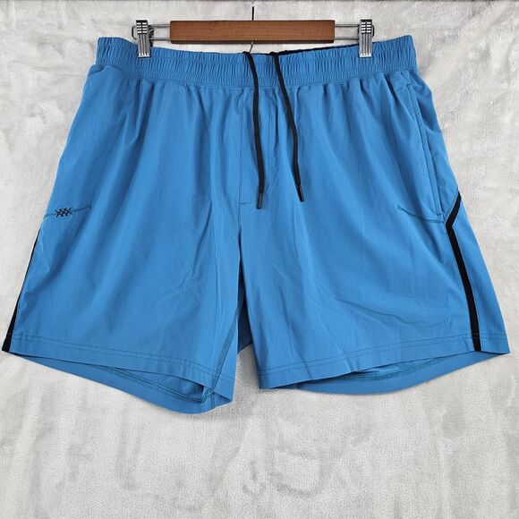 RHONE Athletic Gym Shorts Mens 2XL XXL Bleu Drawstring‎ Polyester - Picture 1 of 8